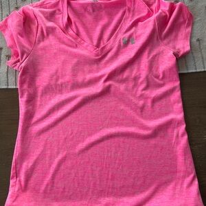 Under Armour Bright Pink V-Neck Tee